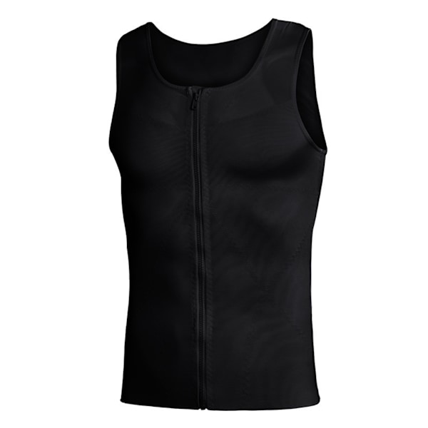 Mænds Body Shaper med Lynlås Slankende Shapewear Talje Brysttræner Kropsformende Vest, XL