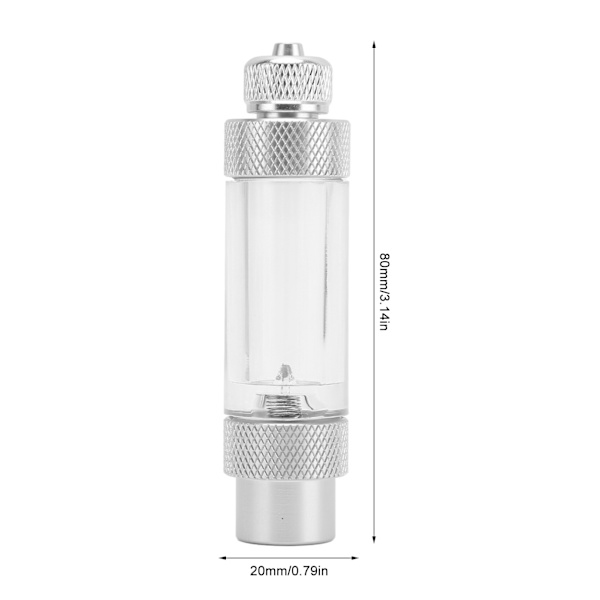 CO2 Boble Tæller Forhindre Tilbagevenden Nøjagtig Tælling Aluminium Legering Akvarium CO2 Regulator til Fisketanke Enkelt Hoved 80 X 20mm/3.14 X 0.79in