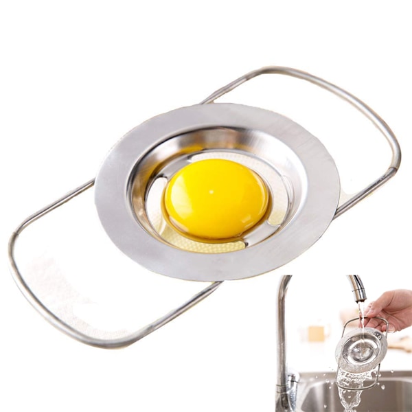 Eggseparator i rustfritt stål, teleskopisk, eggehvite-eggeplomme-filter