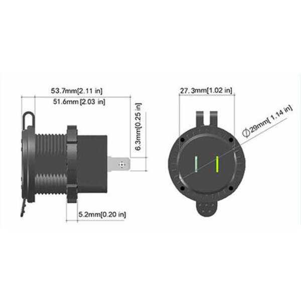 2in1 Auton pikalaturi Puhelinpistorake Kaksi USB-porttia Jännitteen näyttö 12-24V Punainen
