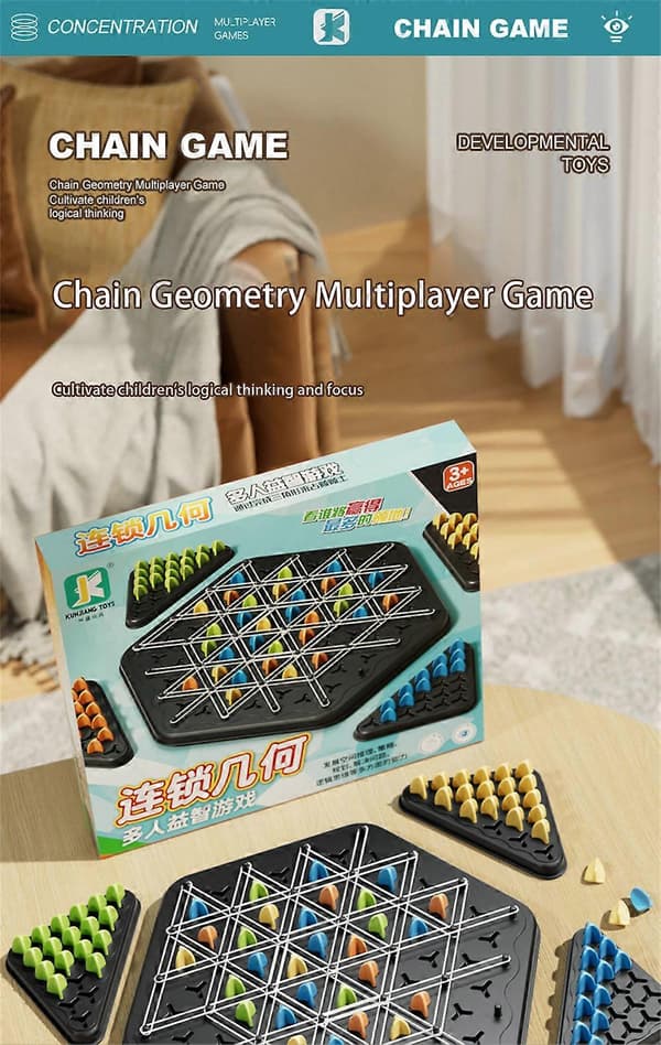 Fun Chain Triggle Game, Triggle Rubber Band Game, Triggle Board Game Chain Triangle Chess Game, Suitable for 2-4 Players[TT] medium
