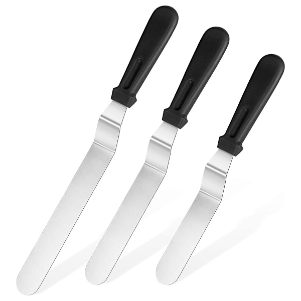 Icing Spatulas, Offset Spatulas Set with 6", 8", 10" Blade, Stainless Steel Angled Cake Decorating Icing Spatulas Set of 3