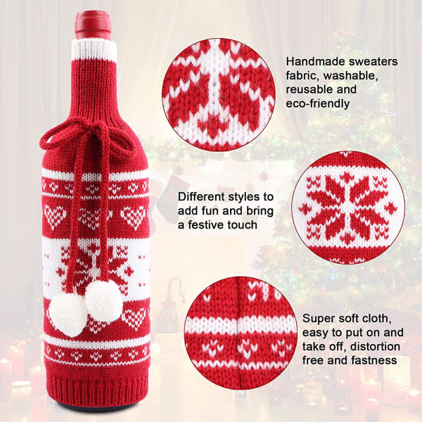 Jul håndlavet striktrøje vinflaskeposer til jul,