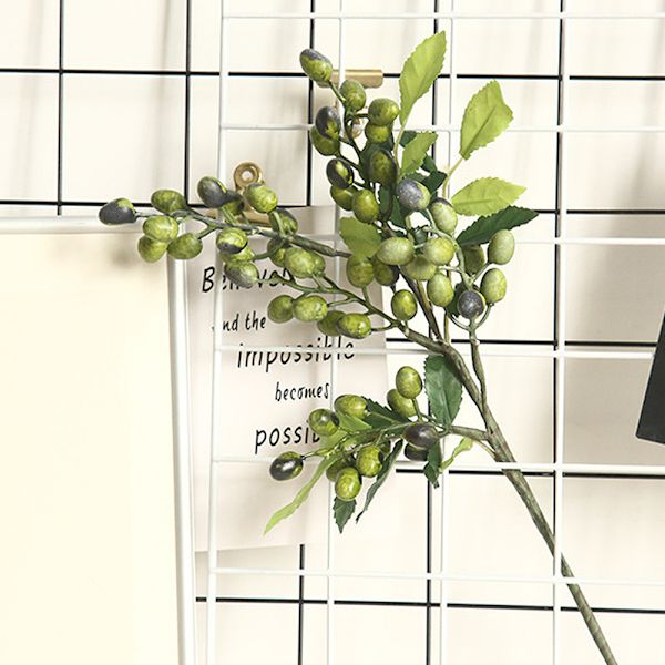 3 stk. Kunstige olivenblade med frugt Faux olivengrene
