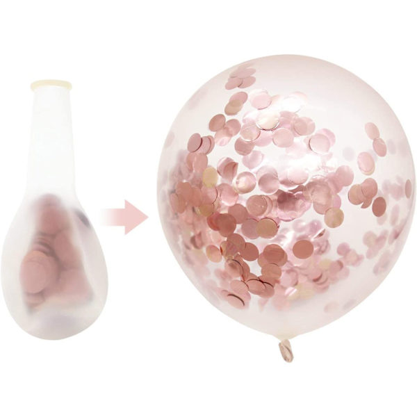 Konfetti Latex Balloner i Rosaguld, 50 stk. 12 tommer Fødselsdagskugle