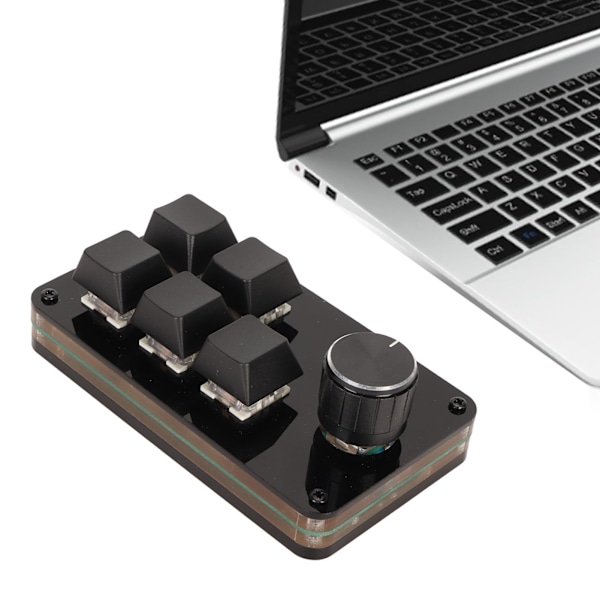 Programmerbar knapppanel 5 knappar 1 ratt Blå brytare Mekanisk Hot Swappable Trådbunden USB Mini knapppanel för media spel kontor