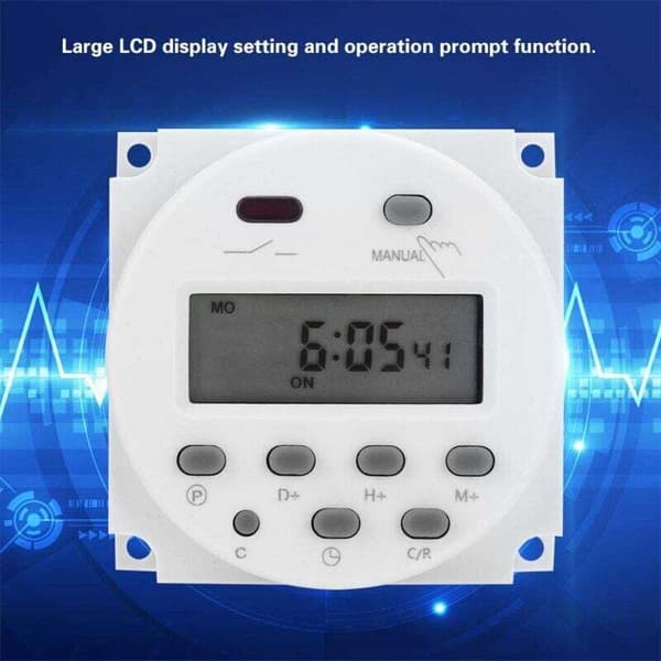 Rnemitery – 12V LCD Digital Ugentlig Timer – Vandtæt Strømafbryder – Programmerbar op til 60 dage – Hurtig Installation