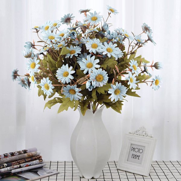 2 pakke kunstige blomster, kunstige tusindfryd blomster bulk lange