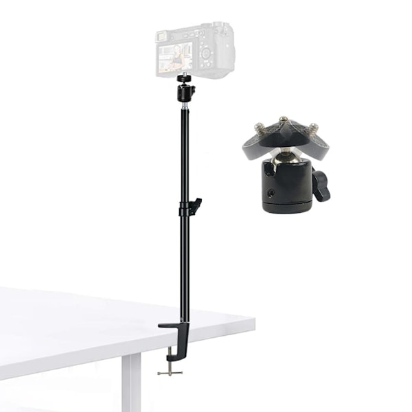 Bordskamerafäste Justerbart Bordsstativ med C-klämma och 360 Graders Roterbart Kulhuvud för DSLR-kamera Ringljus Videolampa