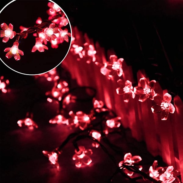 Solcellslykta, 23ft/7M 50LED persikoträdgård solcellsdekorativ stri