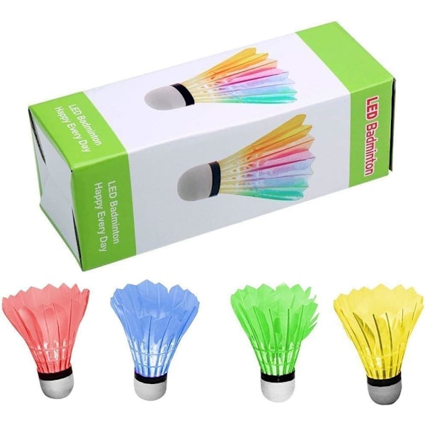 LED Badminton Bollar Mörker Natt Glöd Birdies Belysning för Utomhus & Inomhus Sportaktiviteter (Fjäder_4st)