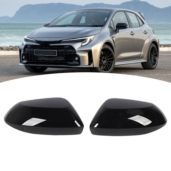 1 Par Sidospegelkåpor Bakre, Hög Styrka Blank Svart Robust Sidospegelkåpa Kapsling Ersättning för Toyota Corolla