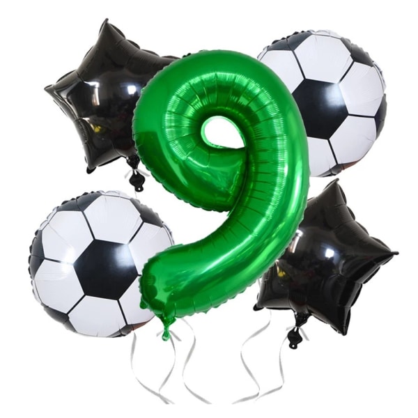 Fotboll nummer femuddig stjärna folieballonger för födelsedag