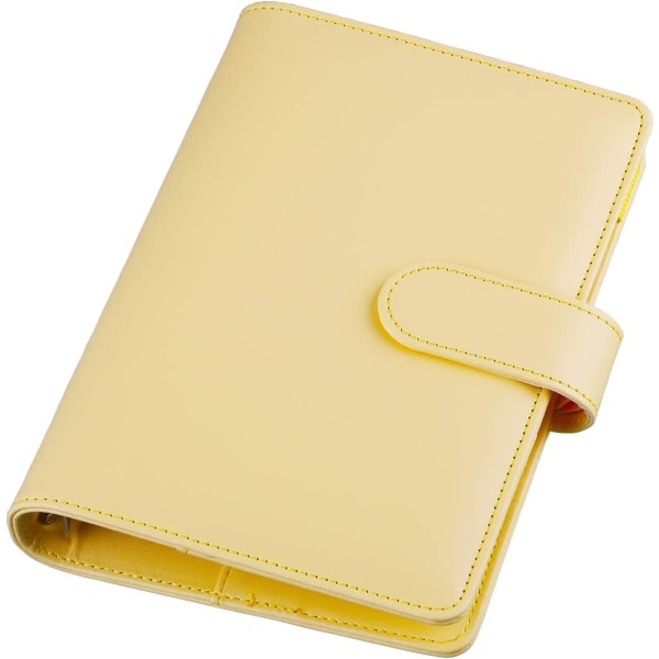A6 PU Läder Notebook Pärm Återfyllbar 6 Ring Pärm för A6 Yellow