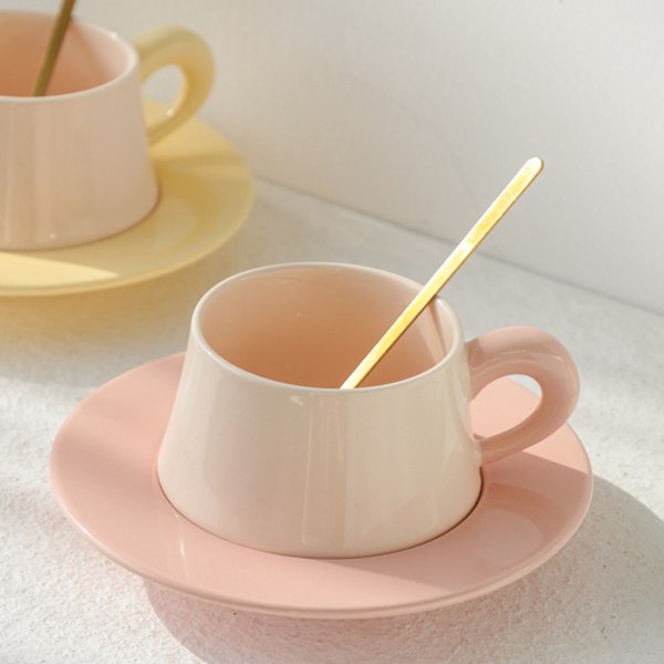 280 ml keramisk kaffekopp med skål, enkel stil ettermiddagste kaffekoppsett.