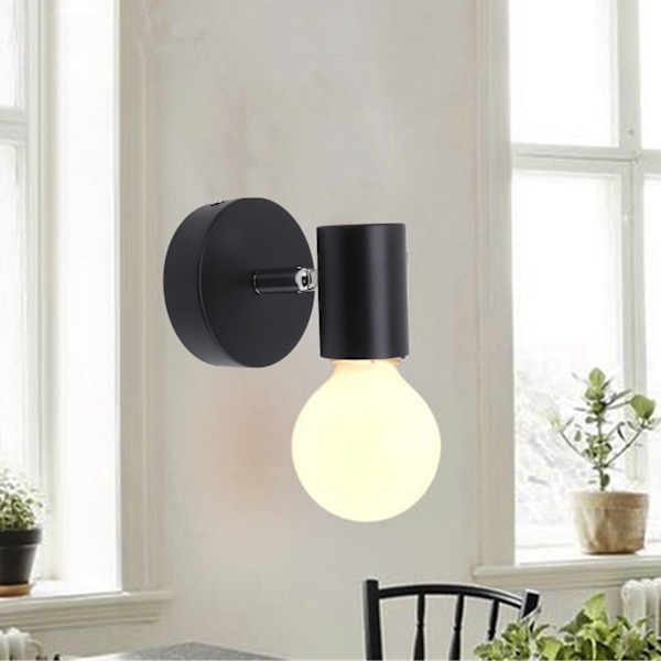 Moderne væglampe E26 E27 Jern Justerbar Vægmounted Lampe Lysarmatur Sæt til Soveværelse Stue 85 til 265V Mat Sort