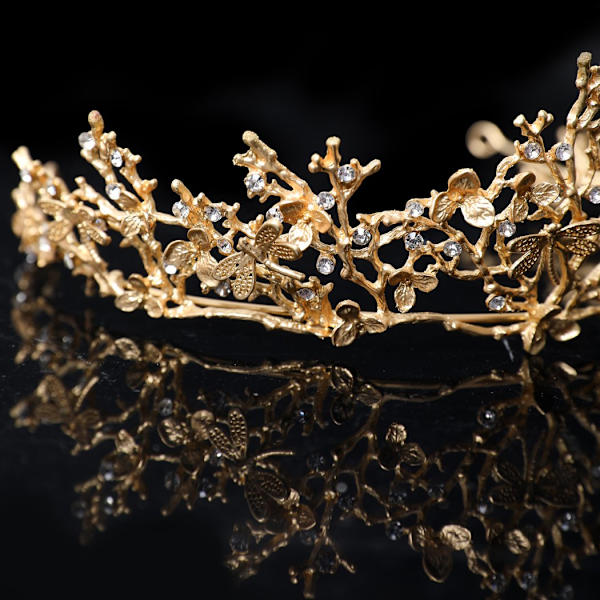 Krone Guld Tiara, Bryllup Brude Hår
