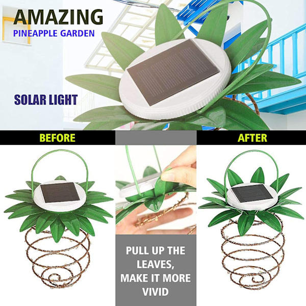 Suurempi 60 LED-ananassolaraulkovalaisin ripustettava lyhty
