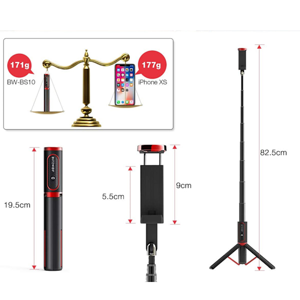 Selfie Stick Tripod Gimbal Stabilisator til Smartphone med