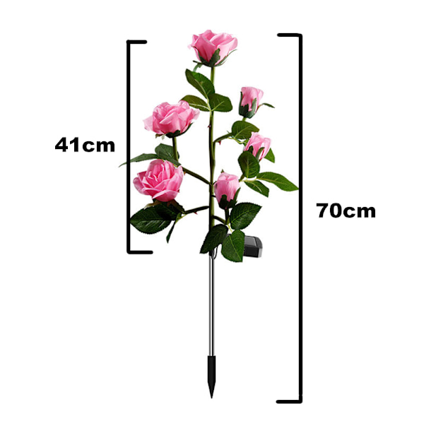 Solar Rose Pile Light, Rose Garden Dekorative Lampe med 6 Blomster
