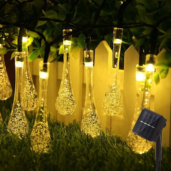 Solar String Lights 30 LEDs 6.5 M for Outdoor Garden 8 Modes, Waterproof Crystal for Festival, Party, Garden, Terrace, Tree, Birthday (Warm White)