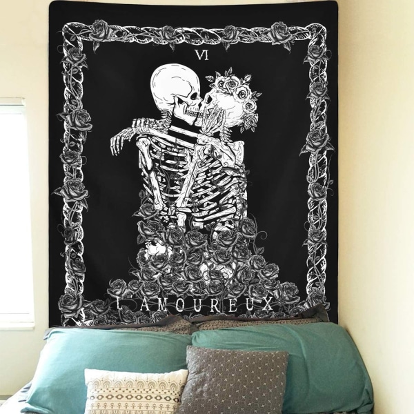 Skull Tapestry The Kissing Lovers Tapestry Musta Tarot Tapestry