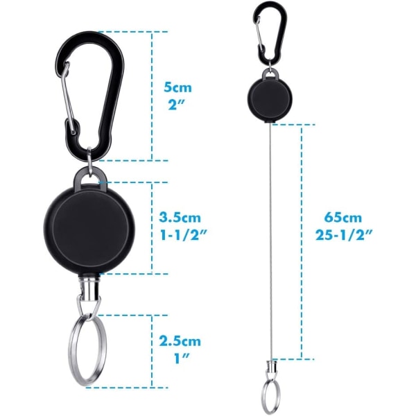 5 stk. Retractable nøkkelring Retractable Badge Holder Reel Clip ID