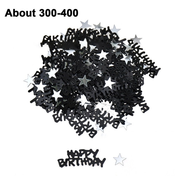 1 st Happy Birthday Confetti för festdekorationer - Födelsedag P black + silver