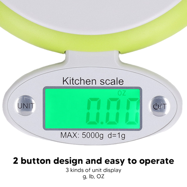 Digital kjøkkenvekt med LCD-skjerm, tarefunksjon, matvekt for baking, matlaging, måltidspreparering og kaffe