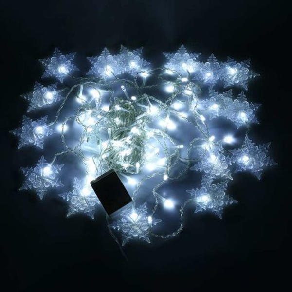 Snöflinga Gardin Ljus, 4M 100 LED Ljussträng 8 Belysningslägen, Fönsterdekoration, Jul, Bröllop, Födelsedag, Hem, Kallt Vitt