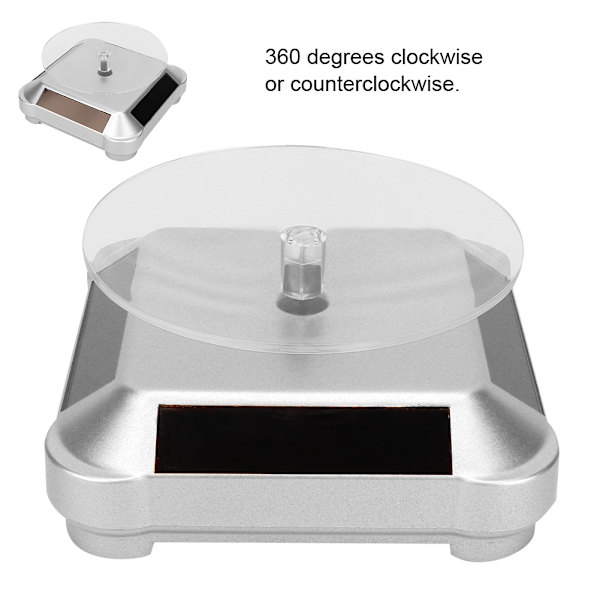 Roterande solenergi multifunktionell klocktelefon smyckesdisplay sminkhållare ställ (Silver)