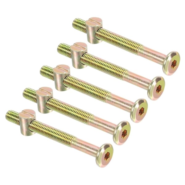 M6 Möbelbult Mutter Set, 10 st M6x100mm Möbelbult och Cylinder Mutter, Sexkantshylsa Sängskruvar och Bultar Sortimentskit För Våningssängar och Baby