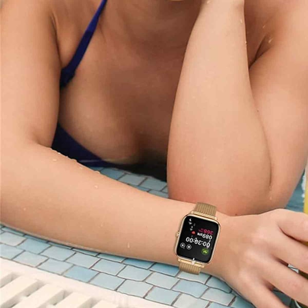 Smart Watch - Guld Stål+Silikone