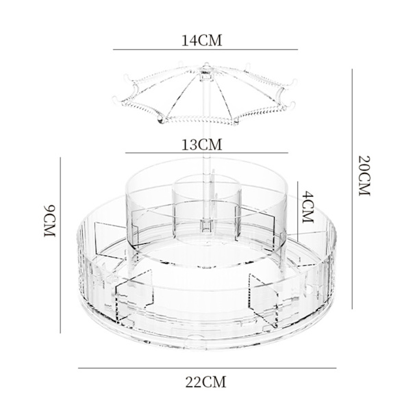 Roterende Makeup Organizer 360 Graders Spinn Kosmetik Display Etui Passer til Pensler Læbestifter Smykker