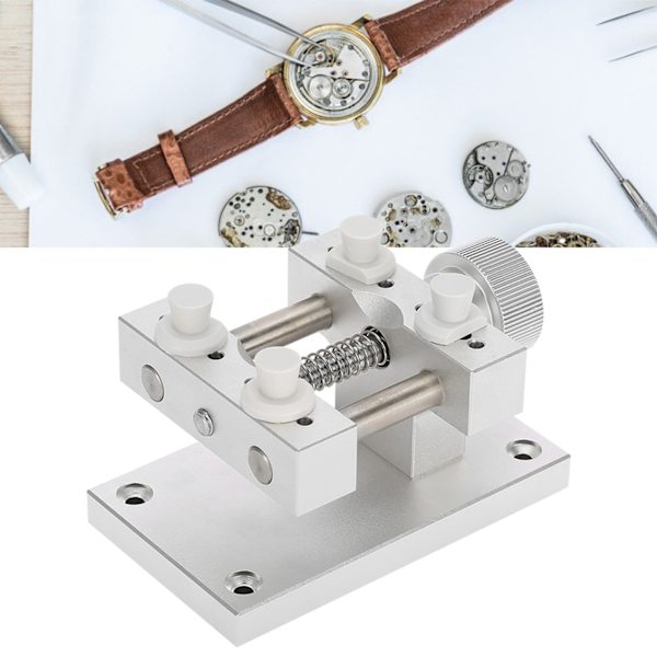 Metall Justerbart Klockfodral Hållare Klockarmband Remover Basrörelse Reparationsverktyg Silver
