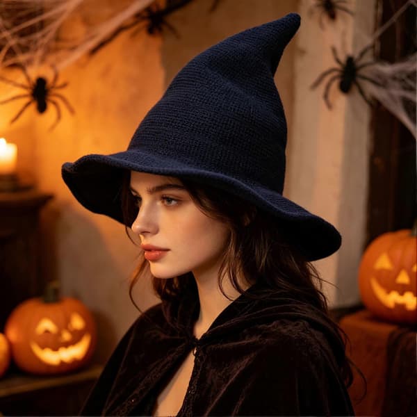 Halloween Heksehat – Spids Bred Skygge Sammenfoldelig til Kvinder Dark Gray One Size