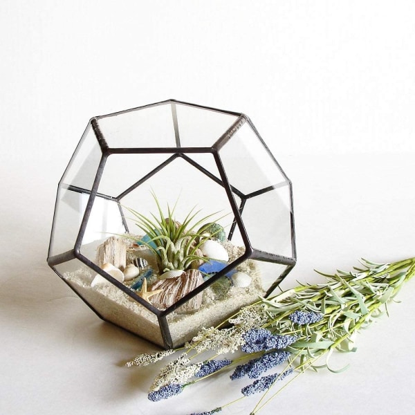 Geometrisk terrarium för bordsskiva, 7,8 x 7,8 x 6,5 tum metall med