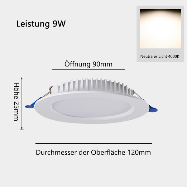 LED Infällda Spotlight LED Spotlights Dimbara 9 W  Badrum Infällda Lampor Tak Spotlights  Neutral Vit 4000 K Infällda Spotlights för