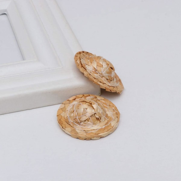 TOYANDONA 12 kpl 5,3 cm:n minikokoinen olkihattu nukkehattu luonnollinen