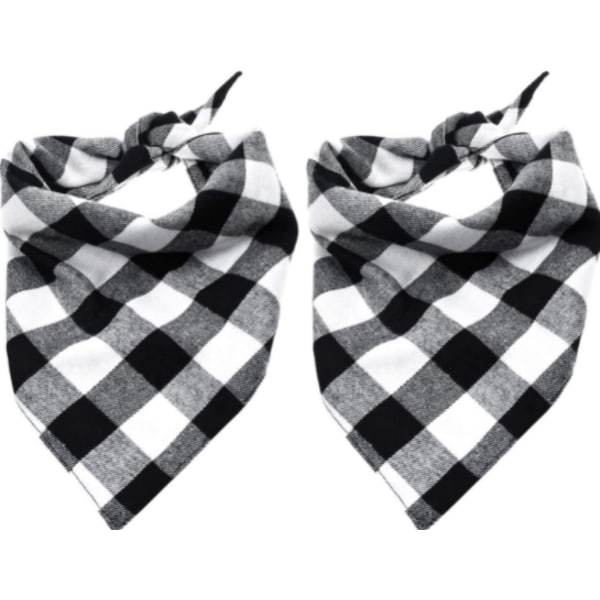 2-pack Hundsnusnäsduk Klassisk pläd för husdjursbandana Scarf Triangelhaklappar White Plaid + White Plaid Small