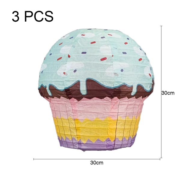 3D cupcake papirlykter, julepynt