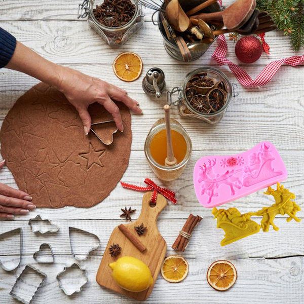Festlig Silikonform för Fondant, Perfekt Julkakdekoration, Non-Stick Livsmedelsgodkänd Silikon, Säker för Ugn, Mikrovågsugn, Diskmaskin, Kylskåp