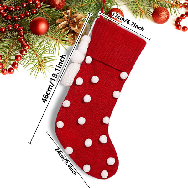 Högkvalitativa julstrumpor i ull och filt, unik design med pompomdekoration för julheminredning