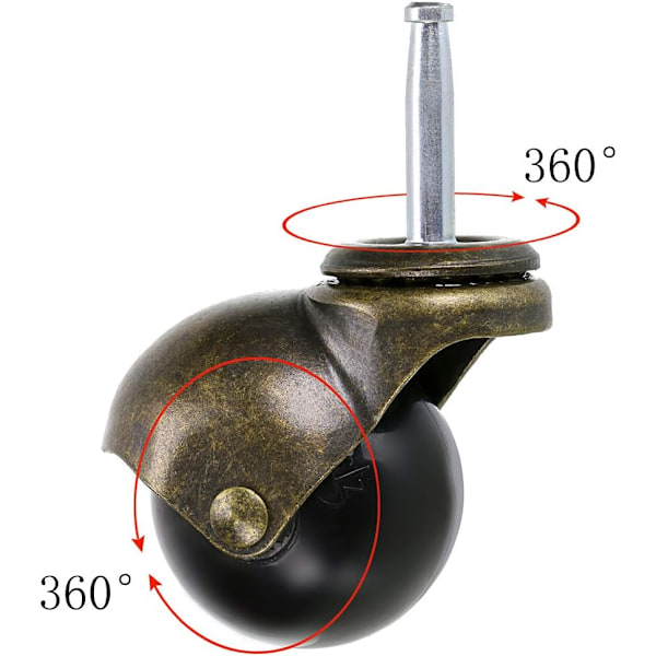 Møbelhjul, 50mm drejehjul, bronze kuglehjul med fatninger, udskiftning til møbler, sofaer, stole, skabe, 4 stk.