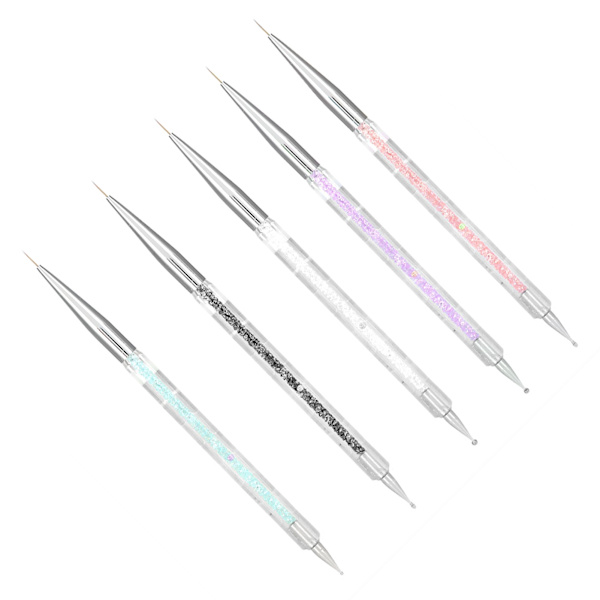 5-pack dubbelhuvudade kristallprickverktyg för manikyr, målningsverktyg, prickpenna, nagelkonstfärgset