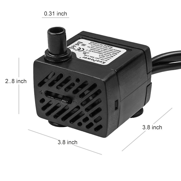 Mini vannpumpe med LED 180L/H 3.5W Liten akvarium hage brønn hage dam vannfontenepumpe