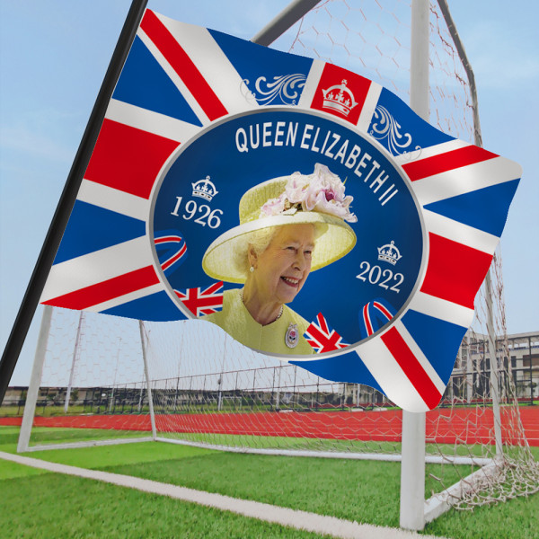 Hennes Majestäts flagga, minnesmärke över Storbritanniens drottning F