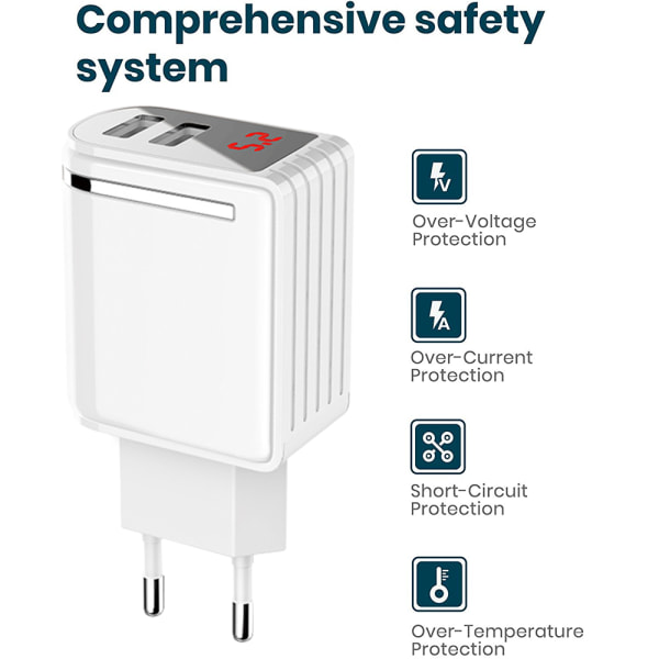 Dual Port Digital Display Lader Kreativ Universell USB Lading