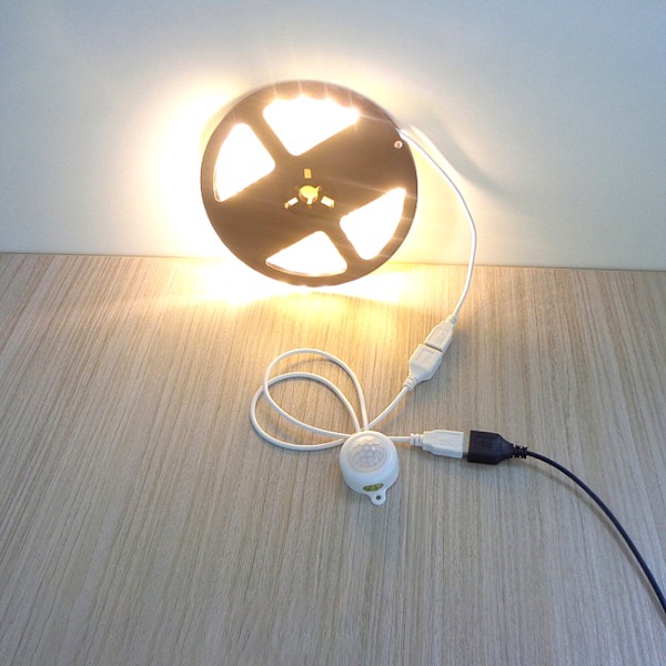 Tålig plastdesign, Mini PIR-rörelsesensor för LED-strip ljusströmbrytare, Infraröd rörelsedetektor med automatisk fördröjning och justerbar tidsinställning