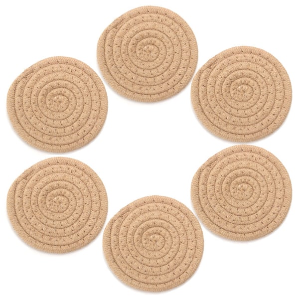 1 set of 6 insulated mats home tea coasters bowl mat 11CM set of cotton rope woven coasters